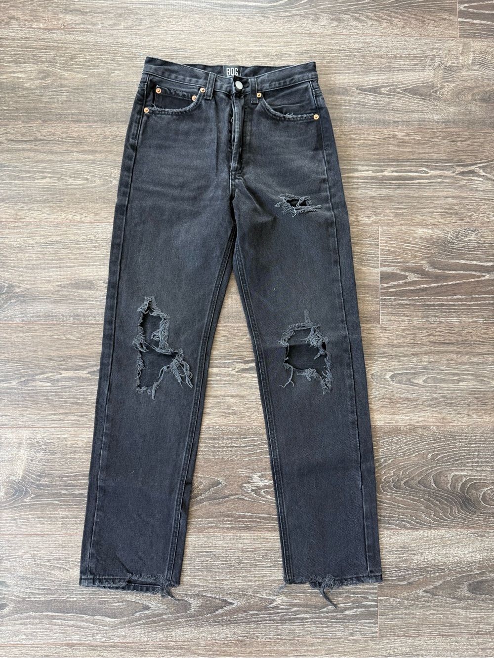 BDG Black Distressed Straight-Leg Jeans